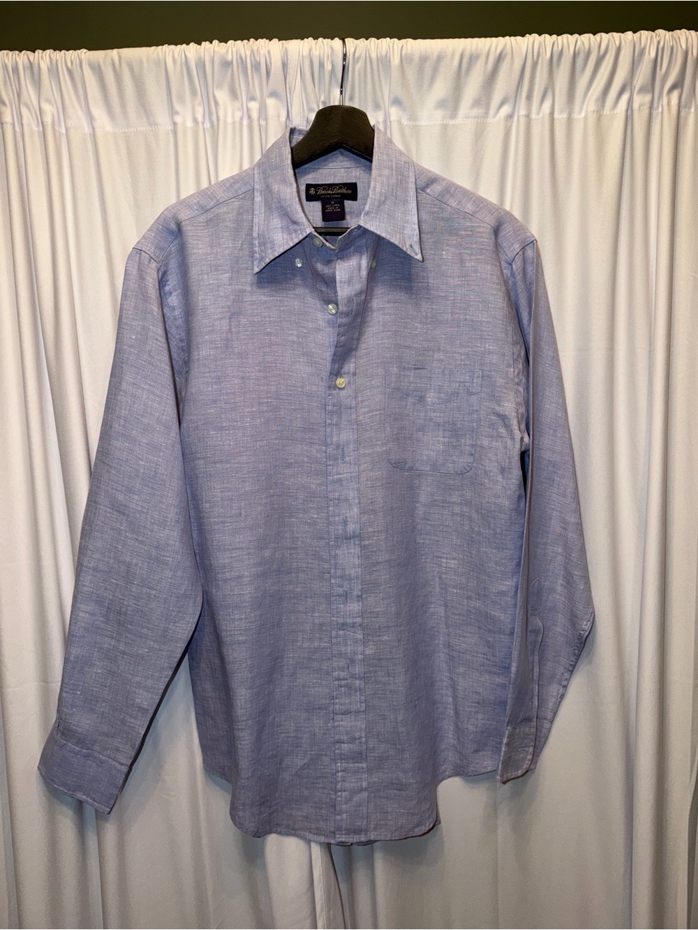 Brooks Brothers Light Blue Linen-Blend Button-Down Shirt